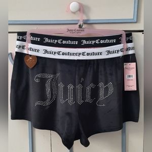 Juicy Couture PJ Short Set of 2. Black with 'Juicy' Rhinestones and Pink Set, M